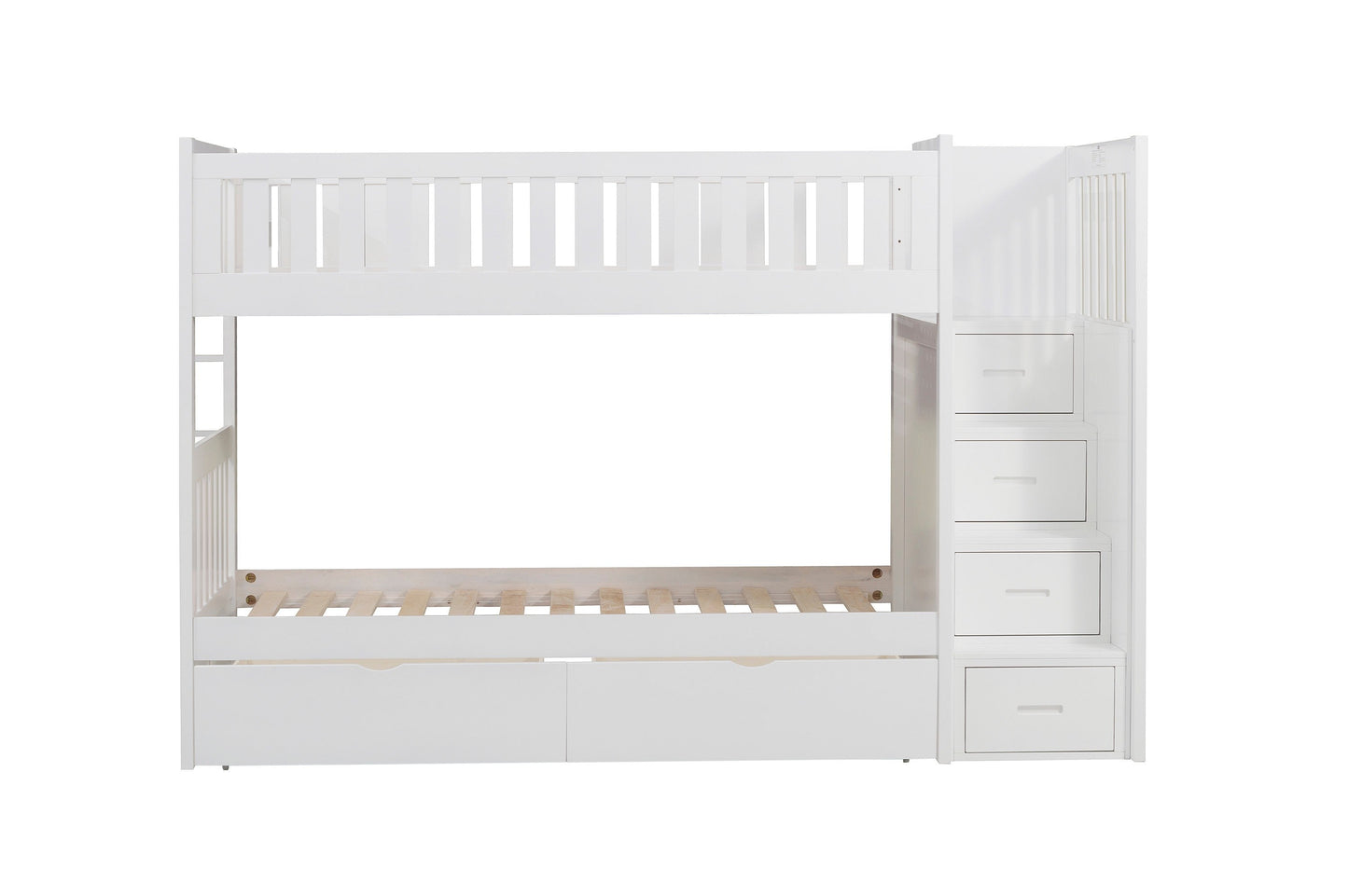 Galen White Twin/Twin Step Bunk Bed with Storage Boxes - SET | B2053SBW-1 | B2053SBW-2 | B2053SBW-3 | B2053SBW-SL | B2053W-T - Luna Furniture - Dallas Store