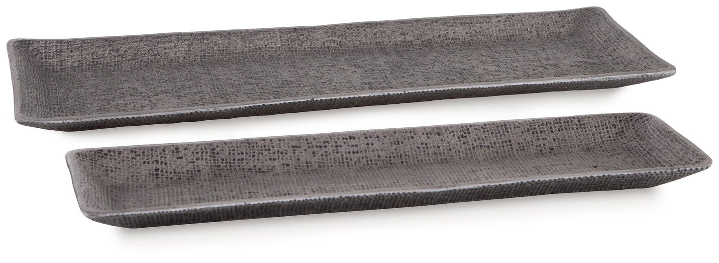 Garekton Pewter Finish Tray, Set of 2 - A2000590 - Luna Furniture - Dallas Store