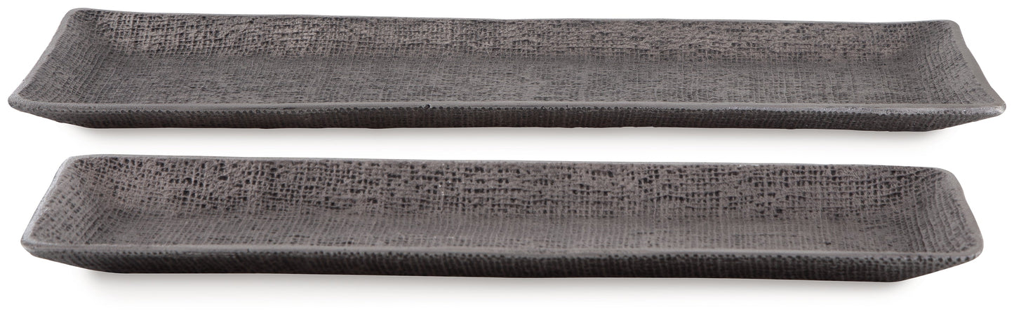 Garekton Pewter Finish Tray, Set of 2 - A2000590 - Luna Furniture - Dallas Store