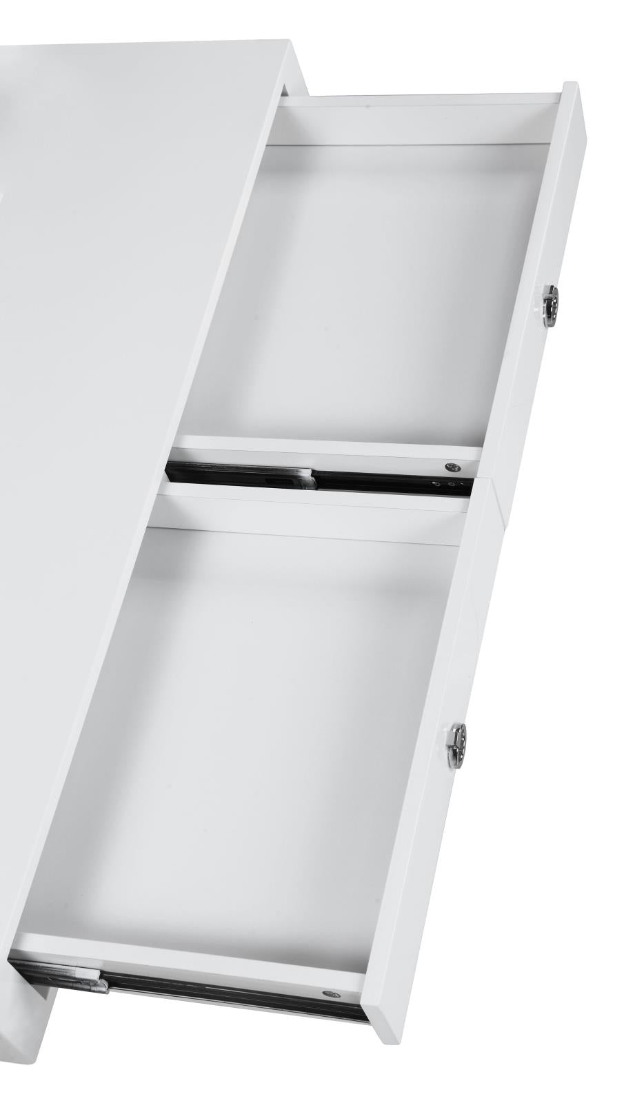Gemma Glossy White/Chrome 2-Drawer Writing Desk - 802141 - Luna Furniture - Dallas Store