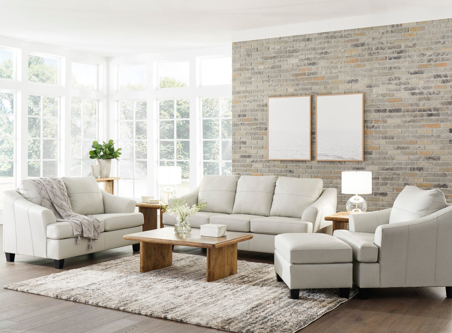 Genoa Coconut Leather Living Room Set - SET | 4770438 | 4770435 - Luna Furniture - Dallas Store