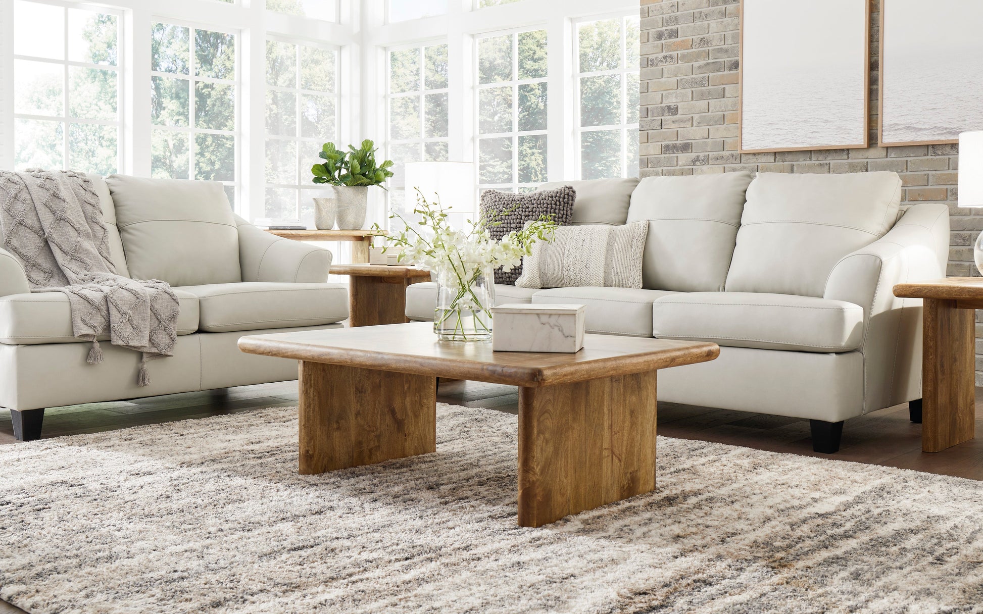 Genoa Coconut Leather Living Room Set - SET | 4770438 | 4770435 - Luna Furniture - Dallas Store