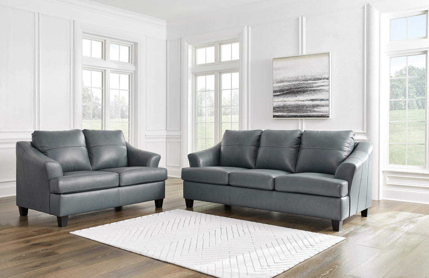 Genoa Steel Leather Living Room Set - SET | 4770538 | 4770535 - Luna Furniture - Dallas Store