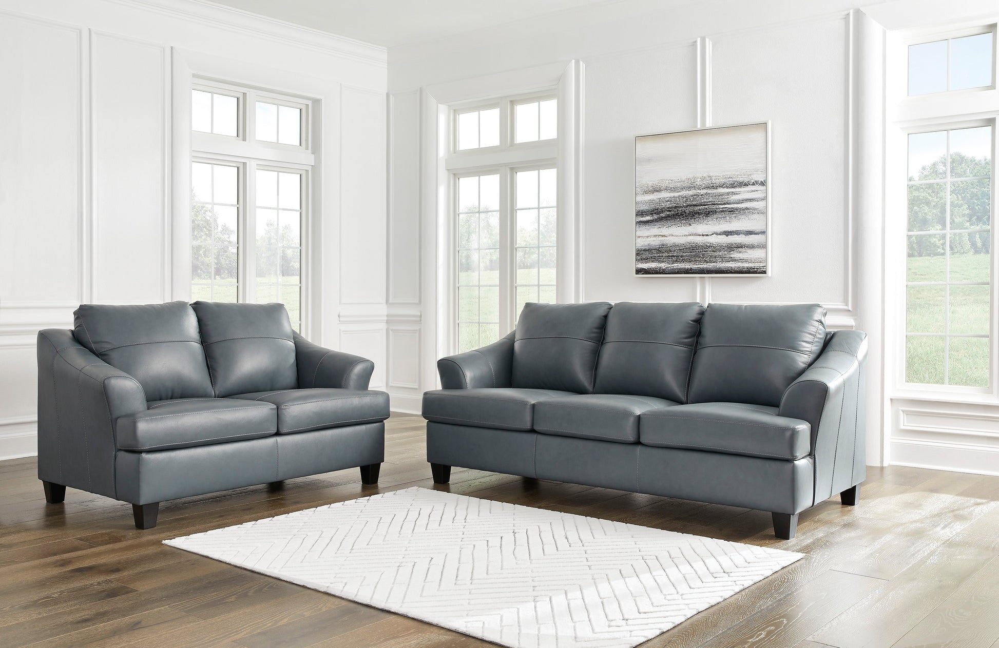 Genoa Steel Leather Living Room Set - SET | 4770538 | 4770535 - Luna Furniture - Dallas Store