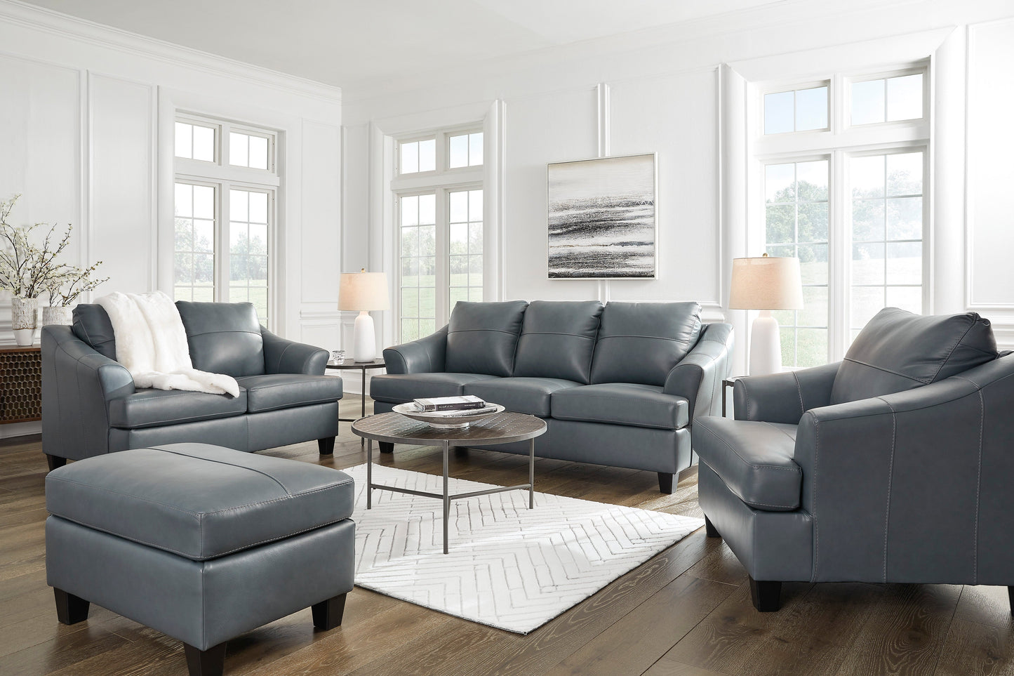 Genoa Steel Leather Living Room Set - SET | 4770538 | 4770535 - Luna Furniture - Dallas Store