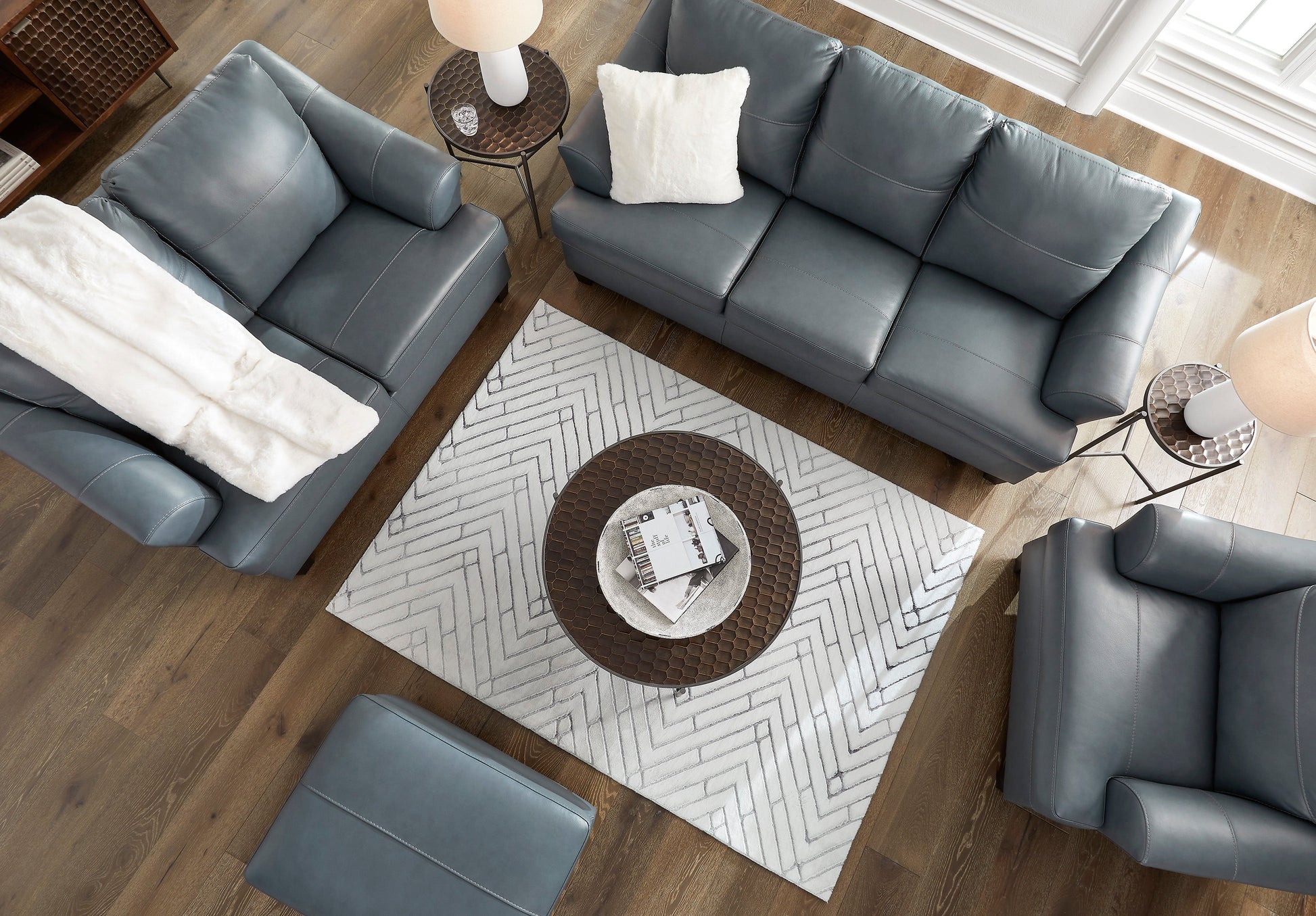 Genoa Steel Leather Living Room Set - SET | 4770538 | 4770535 - Luna Furniture - Dallas Store