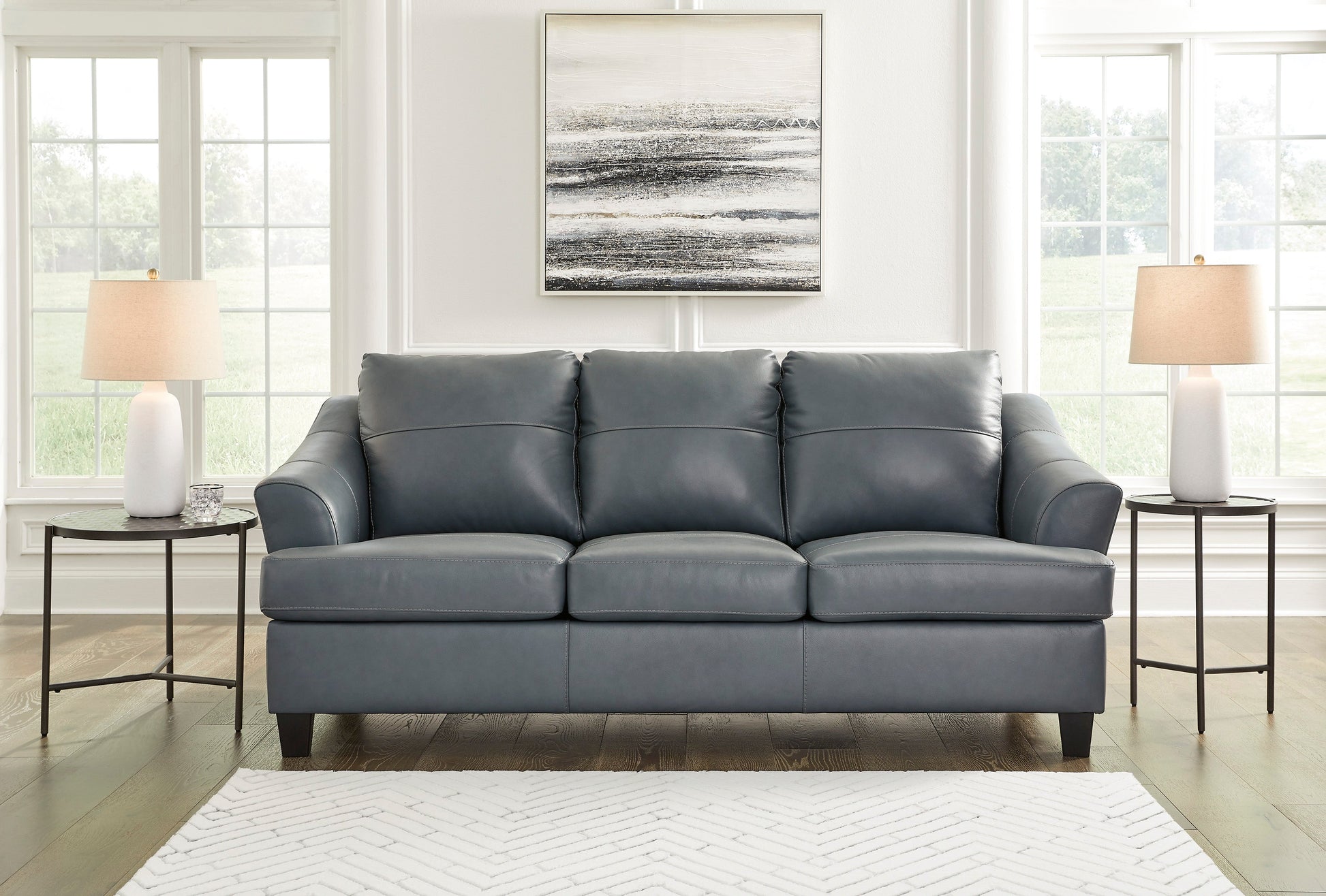 Genoa Steel Leather Living Room Set - SET | 4770538 | 4770535 - Luna Furniture - Dallas Store