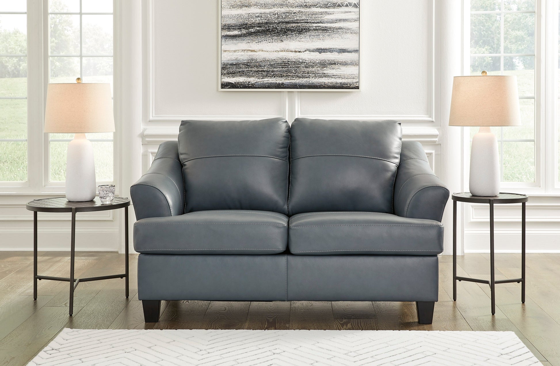Genoa Steel Leather Living Room Set - SET | 4770538 | 4770535 - Luna Furniture - Dallas Store