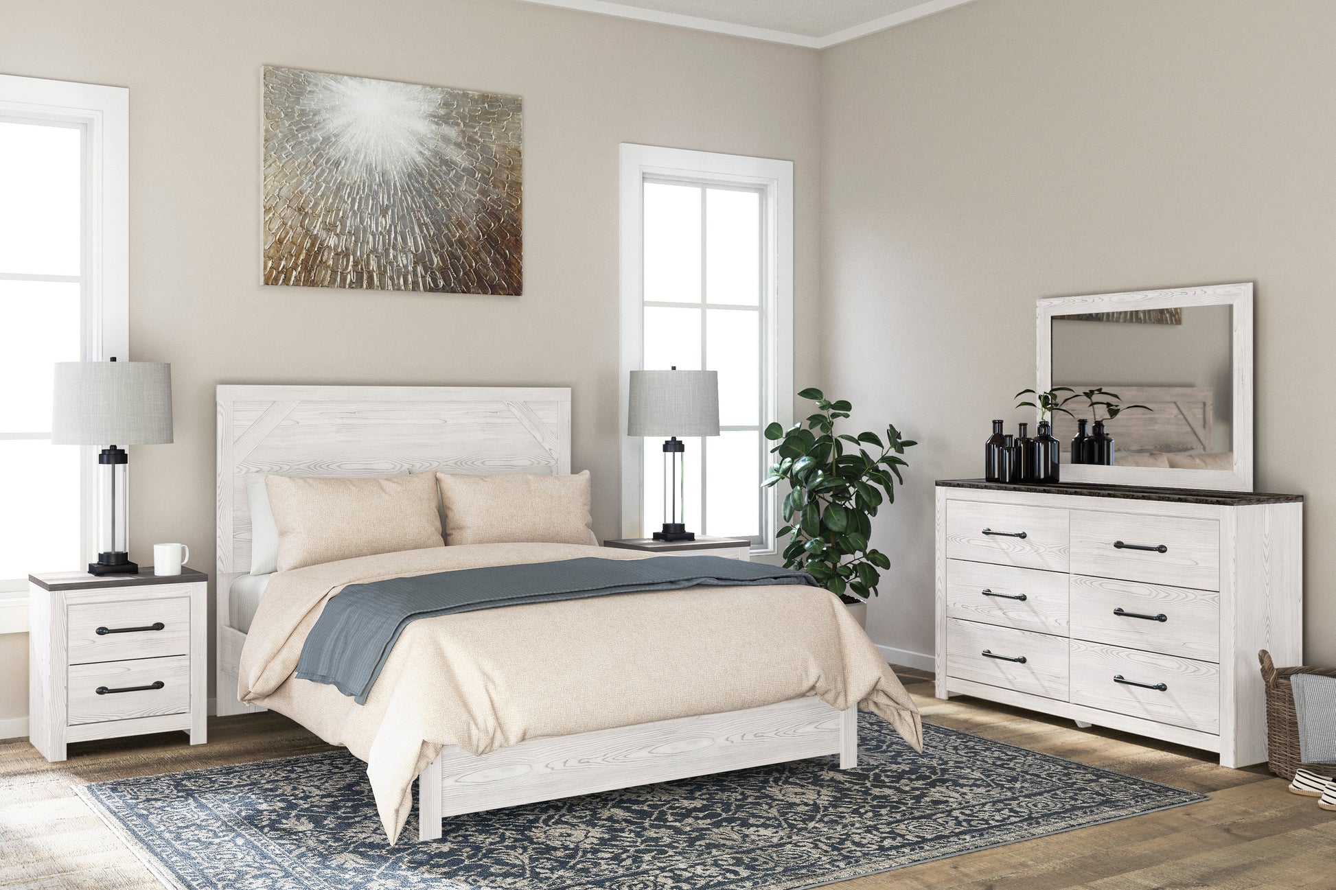 Gerridan White/Gray Panel Bedroom Set - SET | B1190-72 | B1190-97 | B1190-31 | B1190-92 - Luna Furniture - Dallas Store