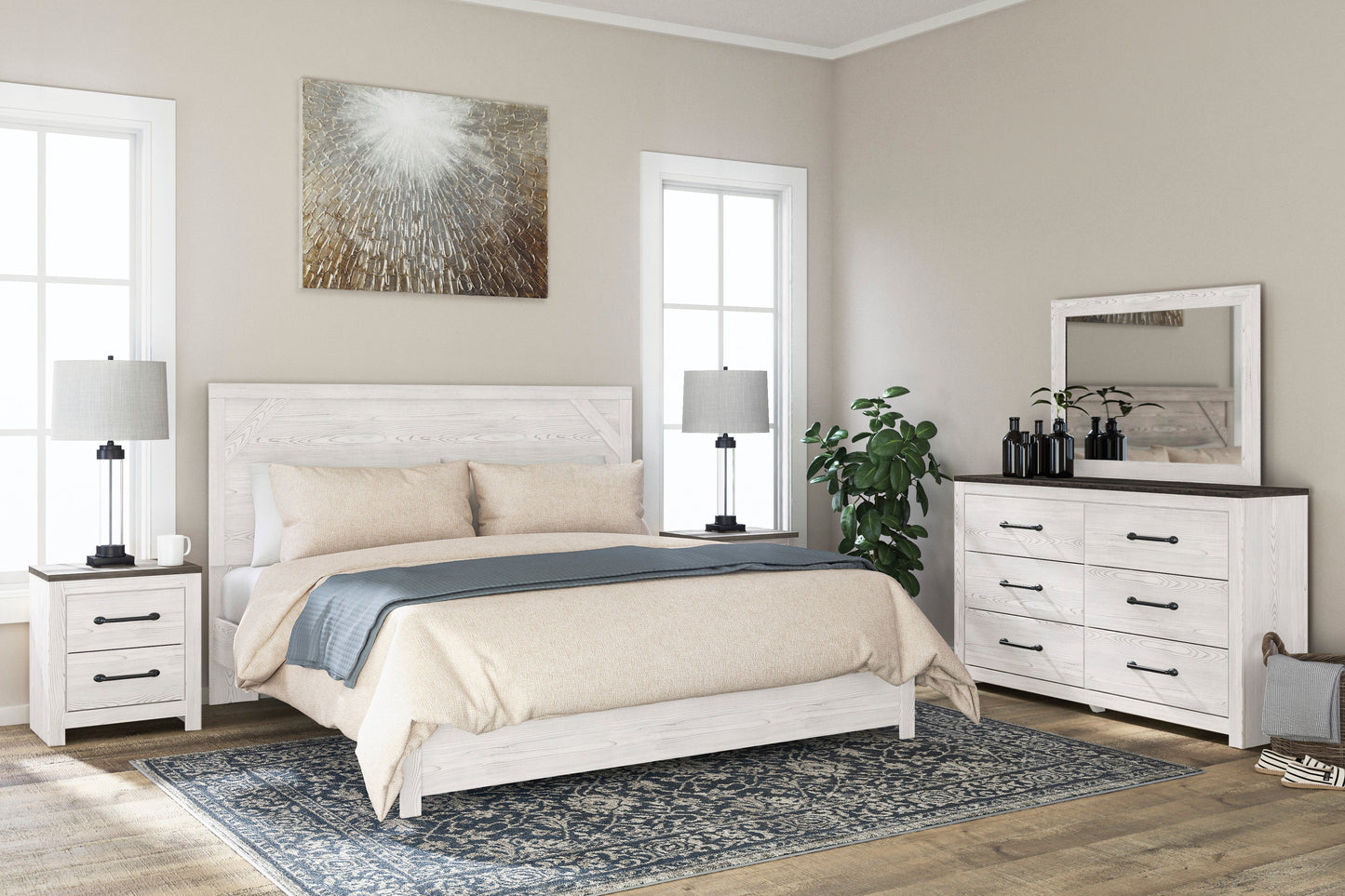 Gerridan White/Gray Panel Bedroom Set - SET | B1190-72 | B1190-97 | B1190-31 | B1190-92 - Luna Furniture - Dallas Store