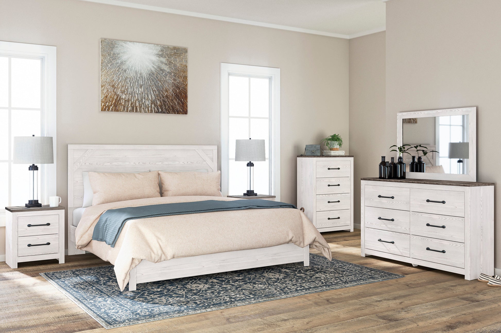 Gerridan White/Gray Panel Bedroom Set - SET | B1190-72 | B1190-97 | B1190-31 | B1190-92 - Luna Furniture - Dallas Store