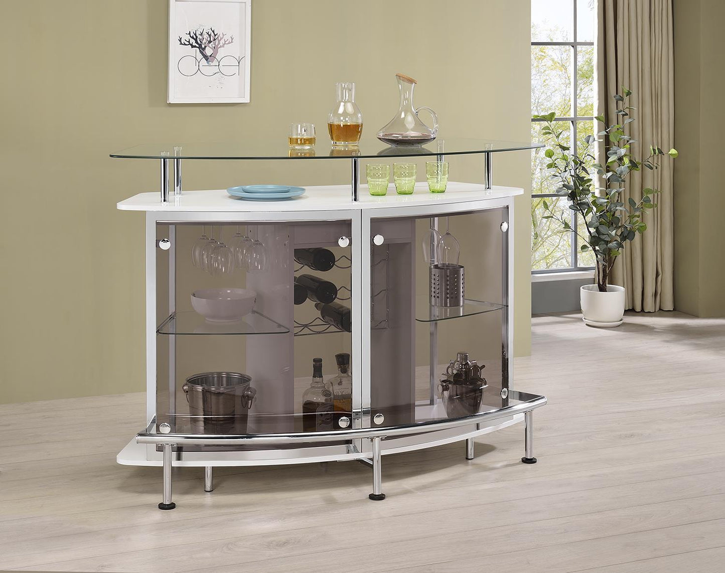 Gideon Crescent Shaped Glass Top Bar Unit with Drawer - 182235 - Luna Furniture - Dallas Store