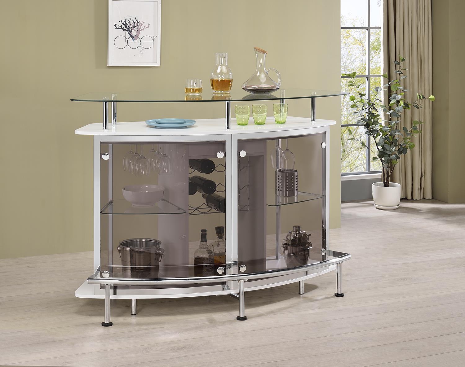 Gideon Crescent Shaped Glass Top Bar Unit with Drawer - 182235 - Luna Furniture - Dallas Store