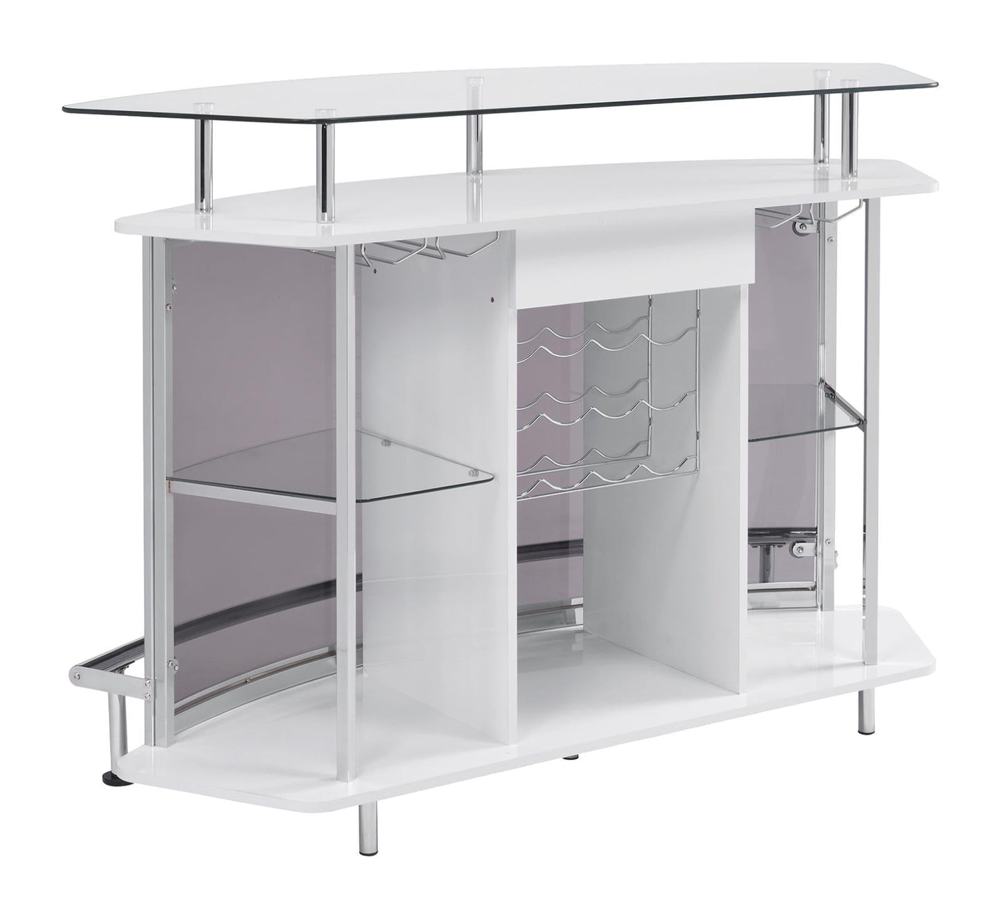 Gideon Crescent Shaped Glass Top Bar Unit with Drawer - 182235 - Luna Furniture - Dallas Store
