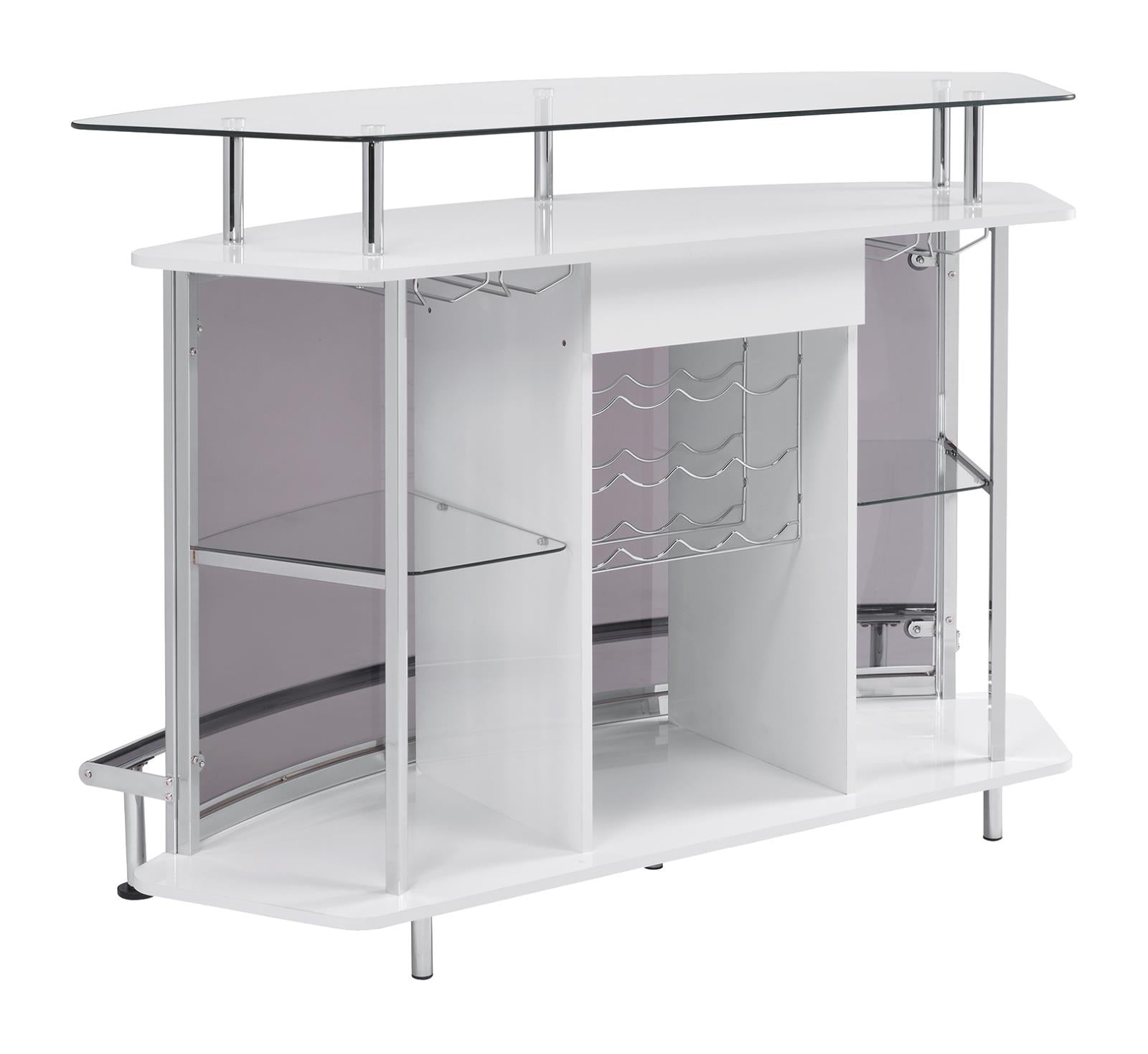 Gideon Crescent Shaped Glass Top Bar Unit with Drawer - 182235 - Luna Furniture - Dallas Store