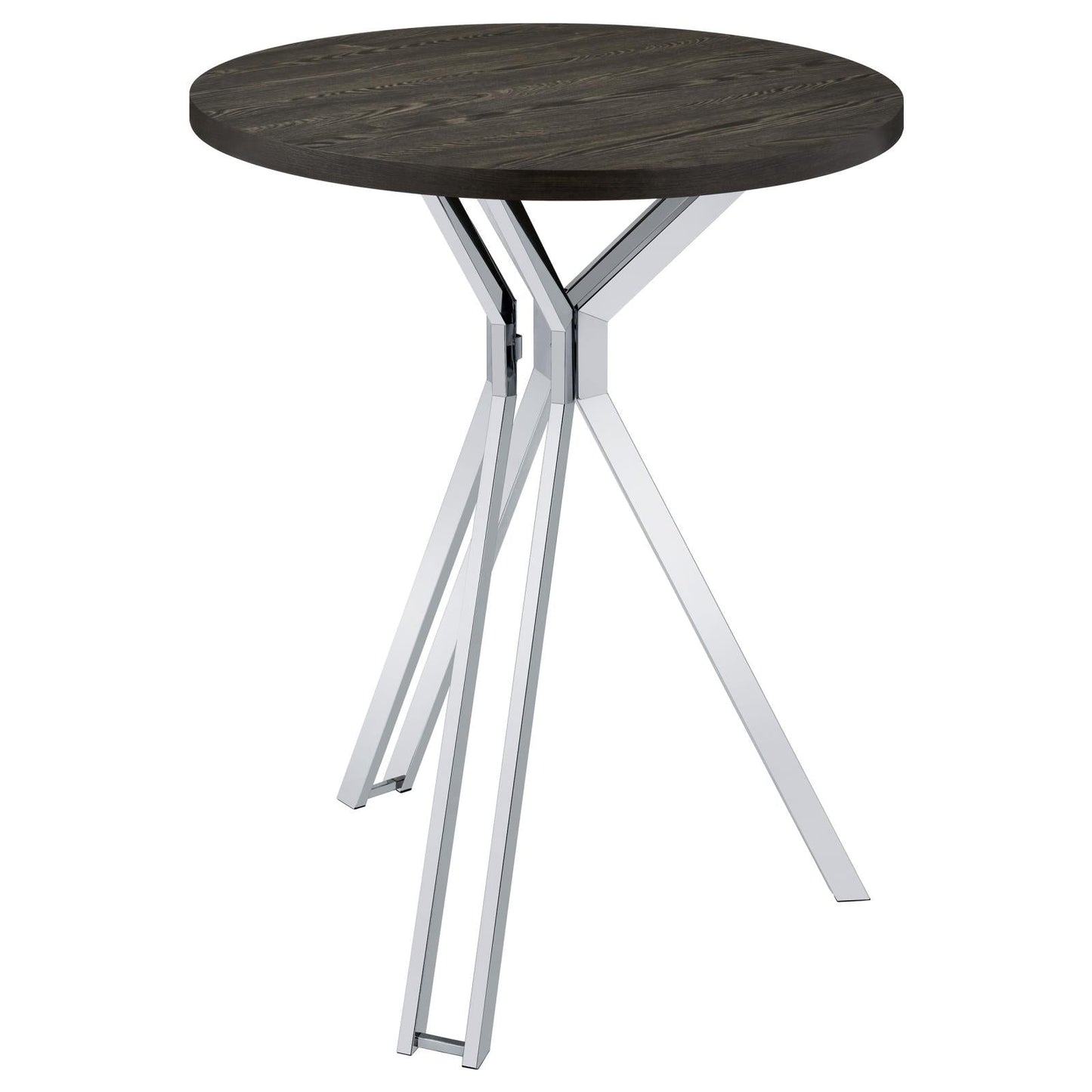 Glenbrook Satin Nickel Round Glass Top Bar Table - 183131 - Luna Furniture - Dallas Store