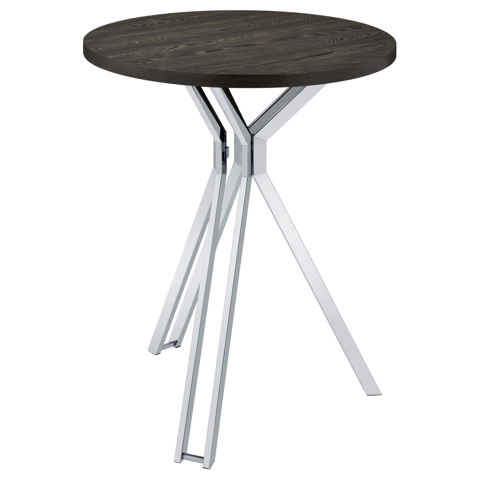Glenbrook Satin Nickel Round Glass Top Bar Table - 183131 - Luna Furniture - Dallas Store