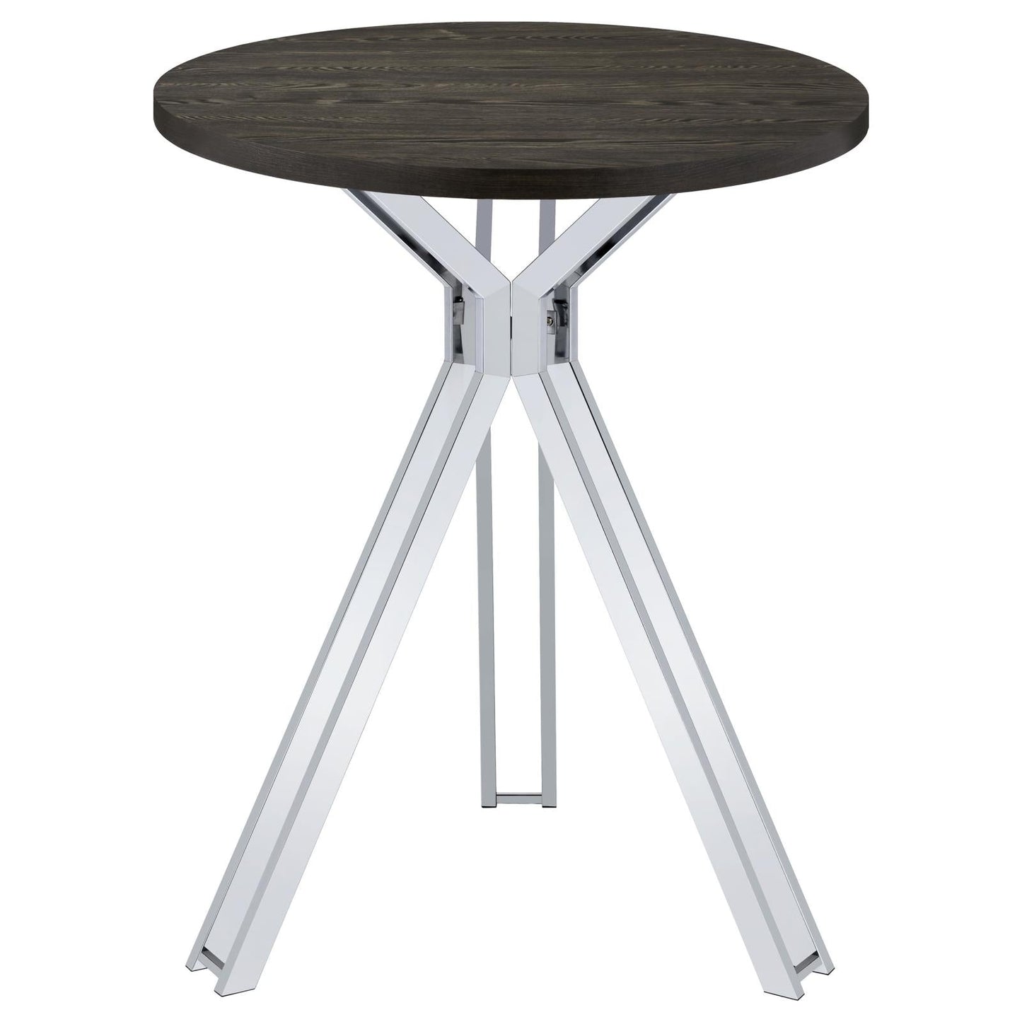 Glenbrook Satin Nickel Round Glass Top Bar Table - 183131 - Luna Furniture - Dallas Store