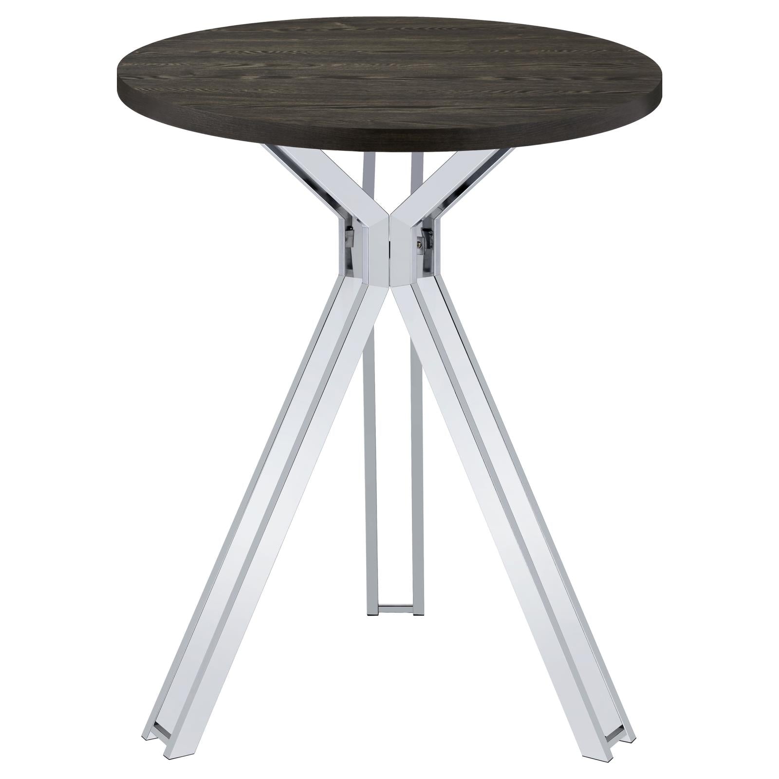 Glenbrook Satin Nickel Round Glass Top Bar Table - 183131 - Luna Furniture - Dallas Store