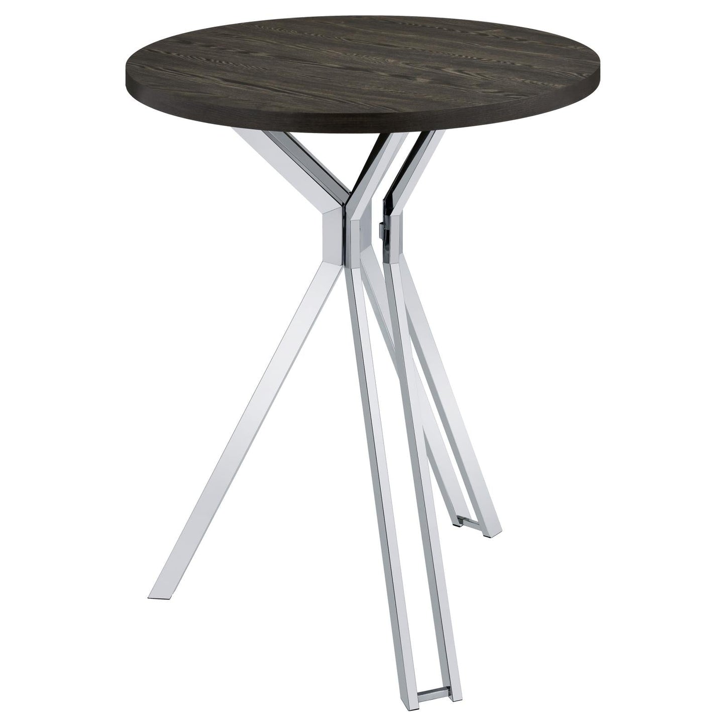 Glenbrook Satin Nickel Round Glass Top Bar Table - 183131 - Luna Furniture - Dallas Store