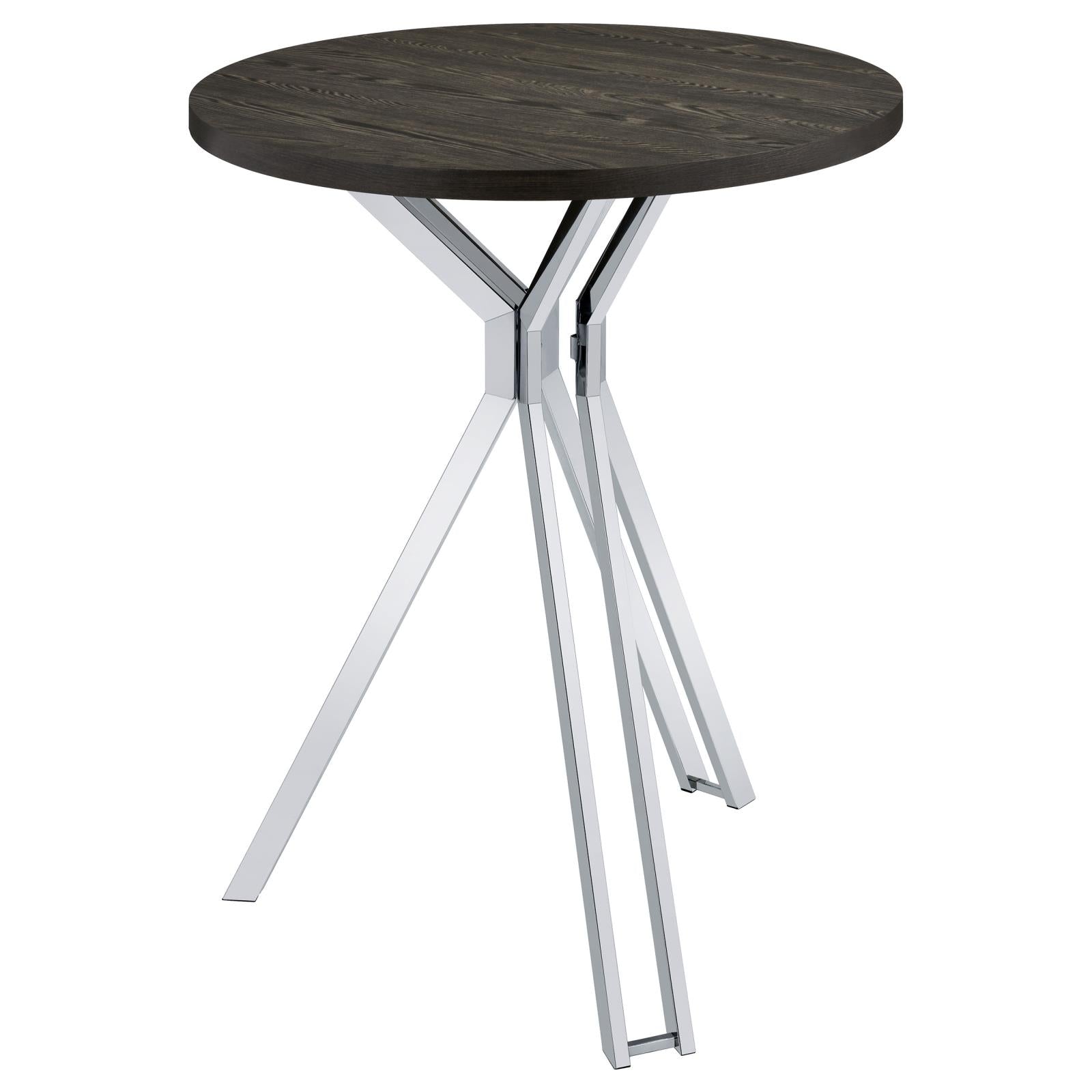 Glenbrook Satin Nickel Round Glass Top Bar Table - 183131 - Luna Furniture - Dallas Store