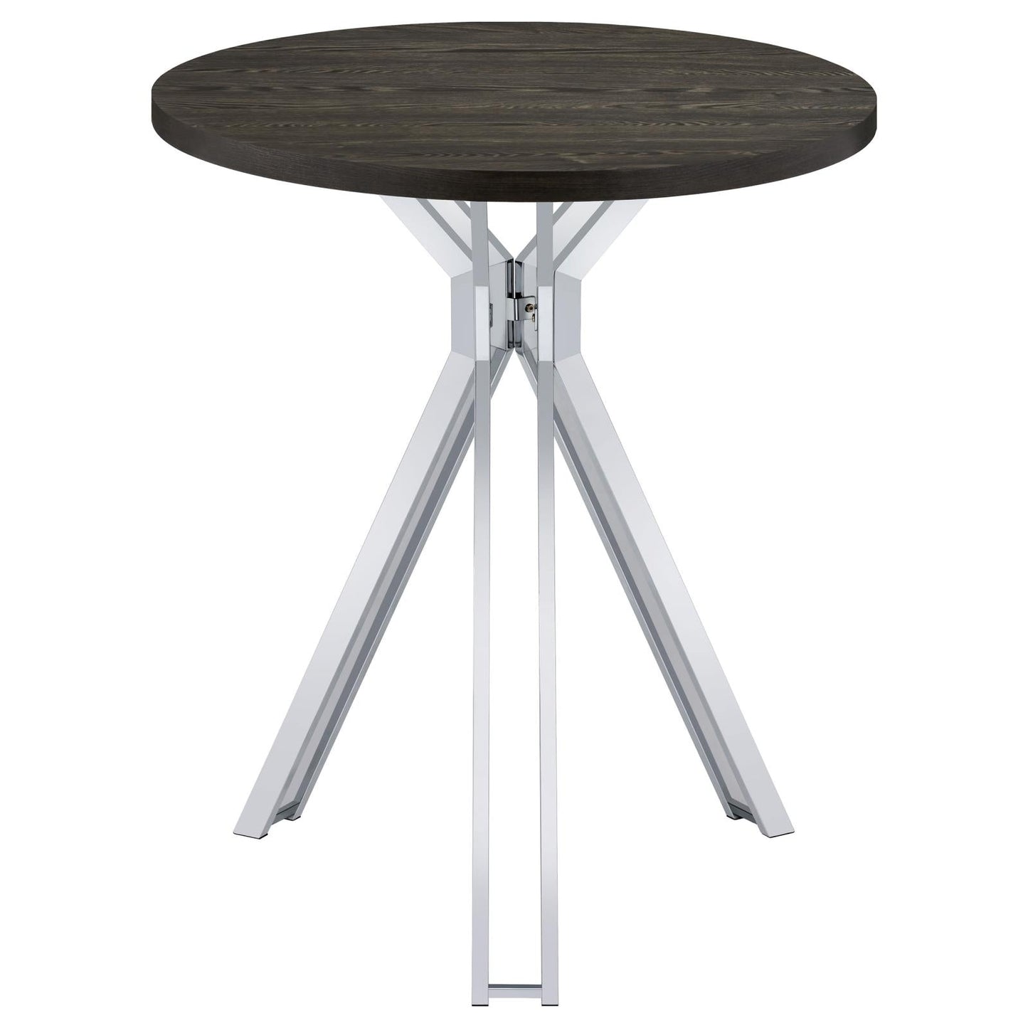 Glenbrook Satin Nickel Round Glass Top Bar Table - 183131 - Luna Furniture - Dallas Store