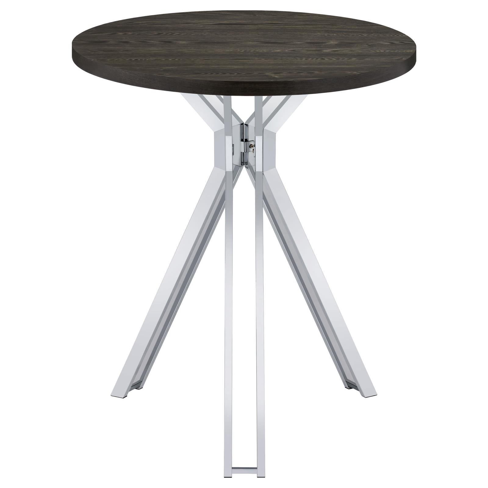 Glenbrook Satin Nickel Round Glass Top Bar Table - 183131 - Luna Furniture - Dallas Store