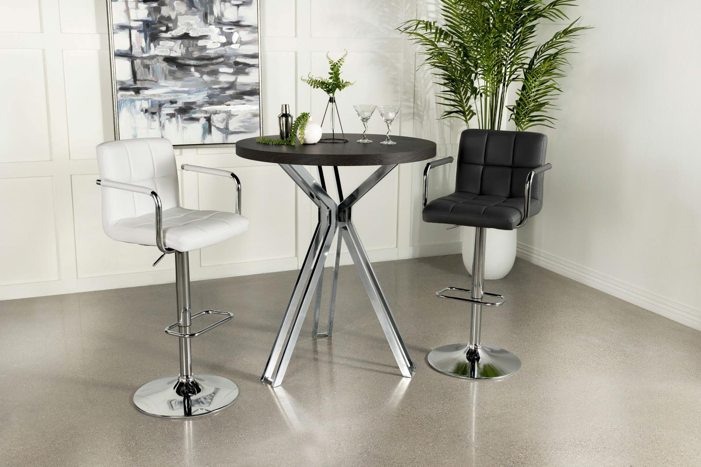 Glenbrook Satin Nickel Round Glass Top Bar Table - 183131 - Luna Furniture - Dallas Store