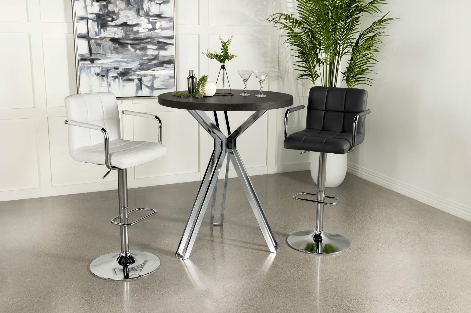 Glenbrook Satin Nickel Round Glass Top Bar Table - 183131 - Luna Furniture - Dallas Store