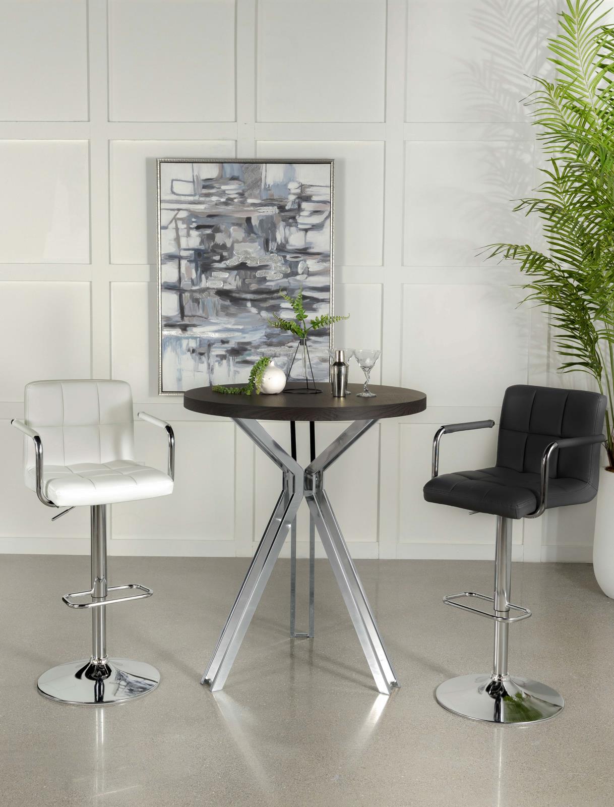 Glenbrook Satin Nickel Round Glass Top Bar Table - 183131 - Luna Furniture - Dallas Store