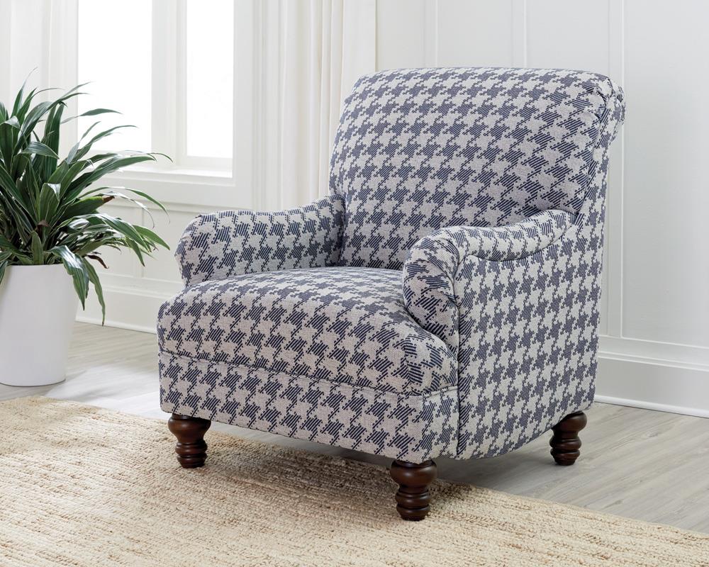 Glenn Blue Recessed Arms Accent Chair - 903093 - Luna Furniture - Dallas Store
