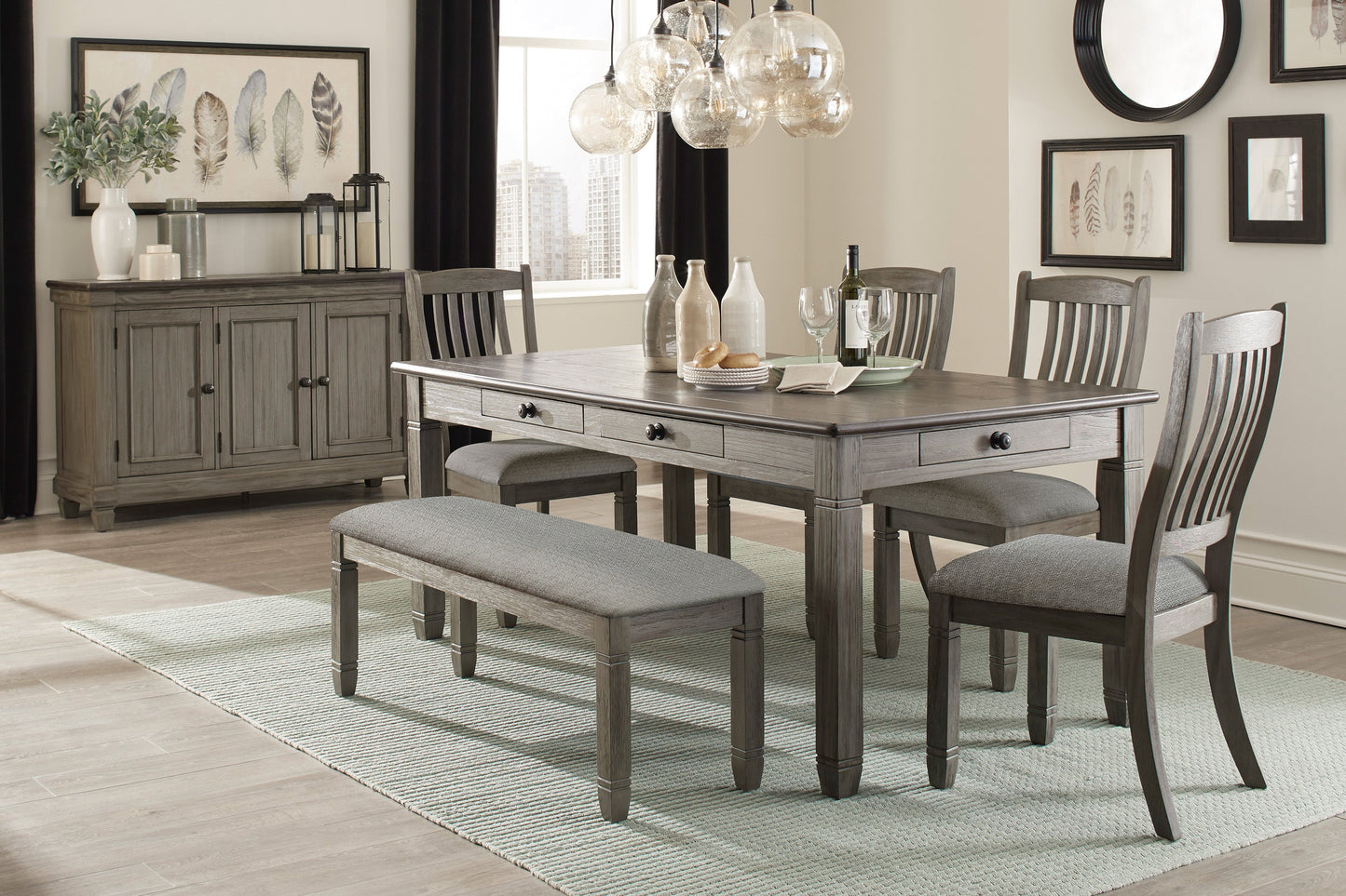 Granby Antique Gray Dining Bench - 5627GY-13 - Luna Furniture - Dallas Store