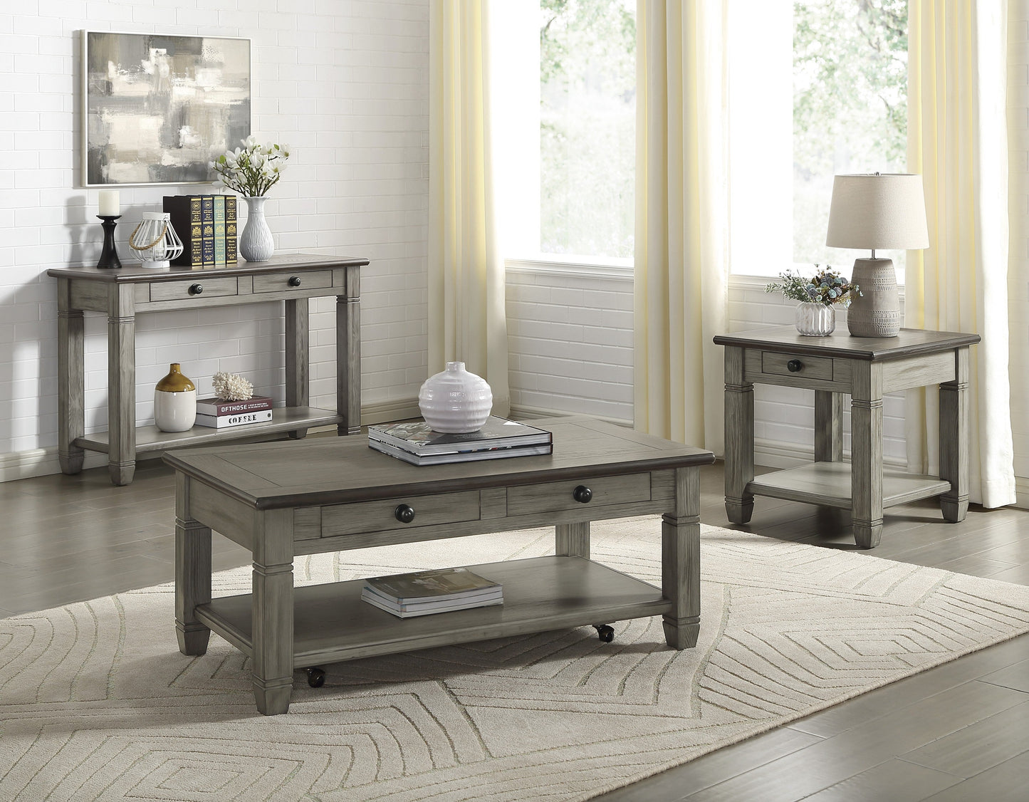 Granby Antique Gray Sofa Table - 5627GY-05 - Luna Furniture - Dallas Store