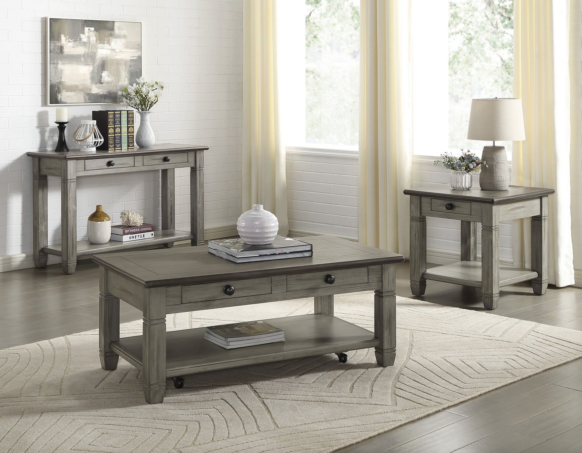 Granby Antique Gray Sofa Table - 5627GY-05 - Luna Furniture - Dallas Store