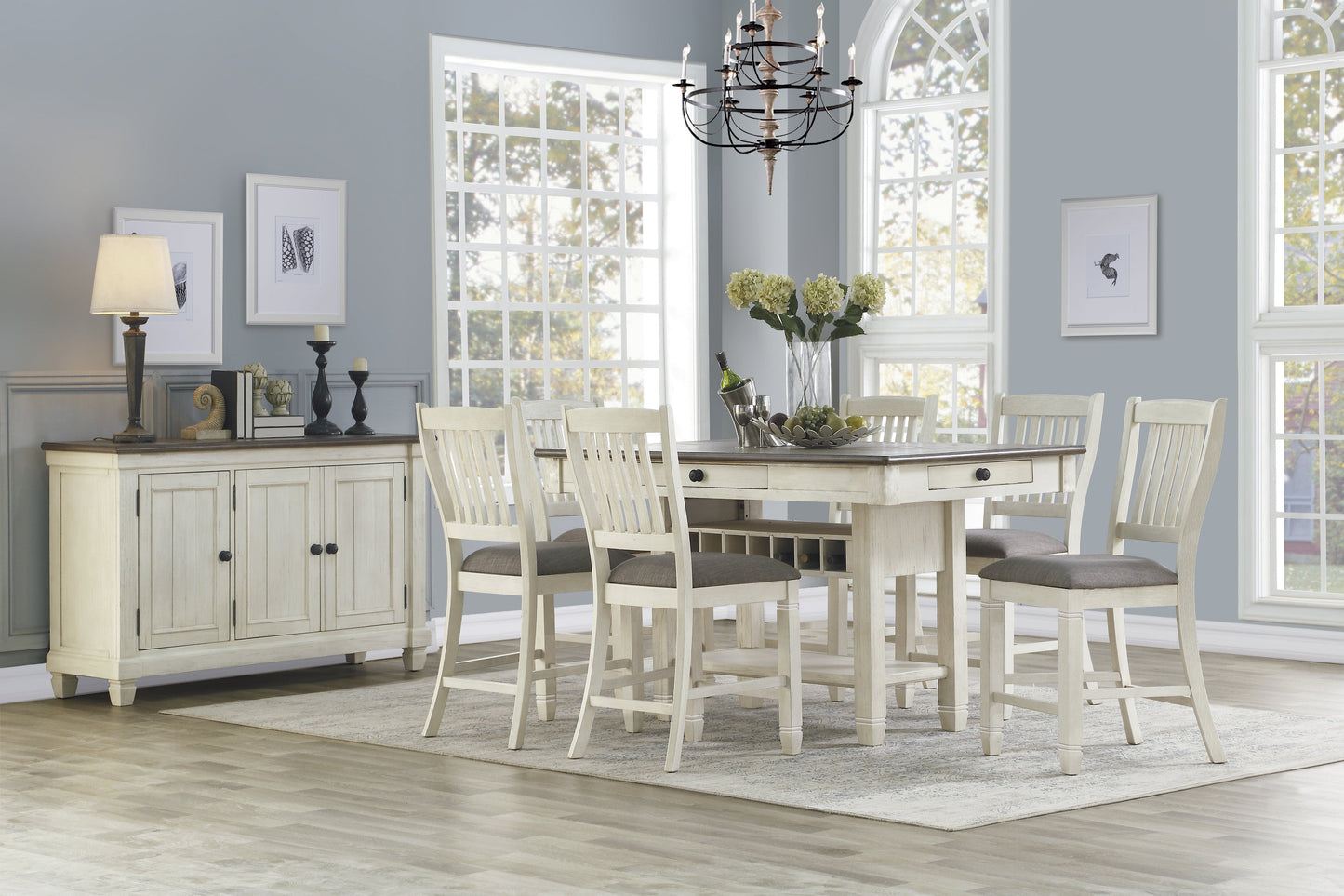 Granby Antique White Counter Height Table - SET | 5627NW-36 | 5627NW-36B - Luna Furniture - Dallas Store