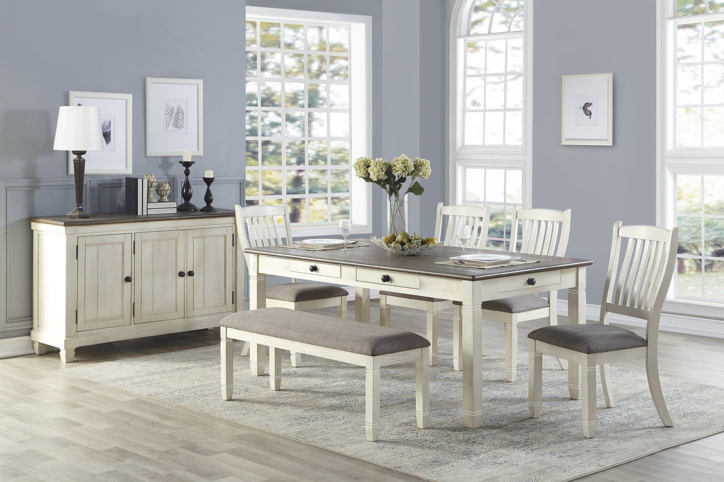 Granby Antique White Dining Set - SET | 5627NW-72 | 5627NWS(3) - Luna Furniture - Dallas Store