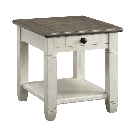 Granby Antique White End Table - 5627NW-04 - Luna Furniture - Dallas Store