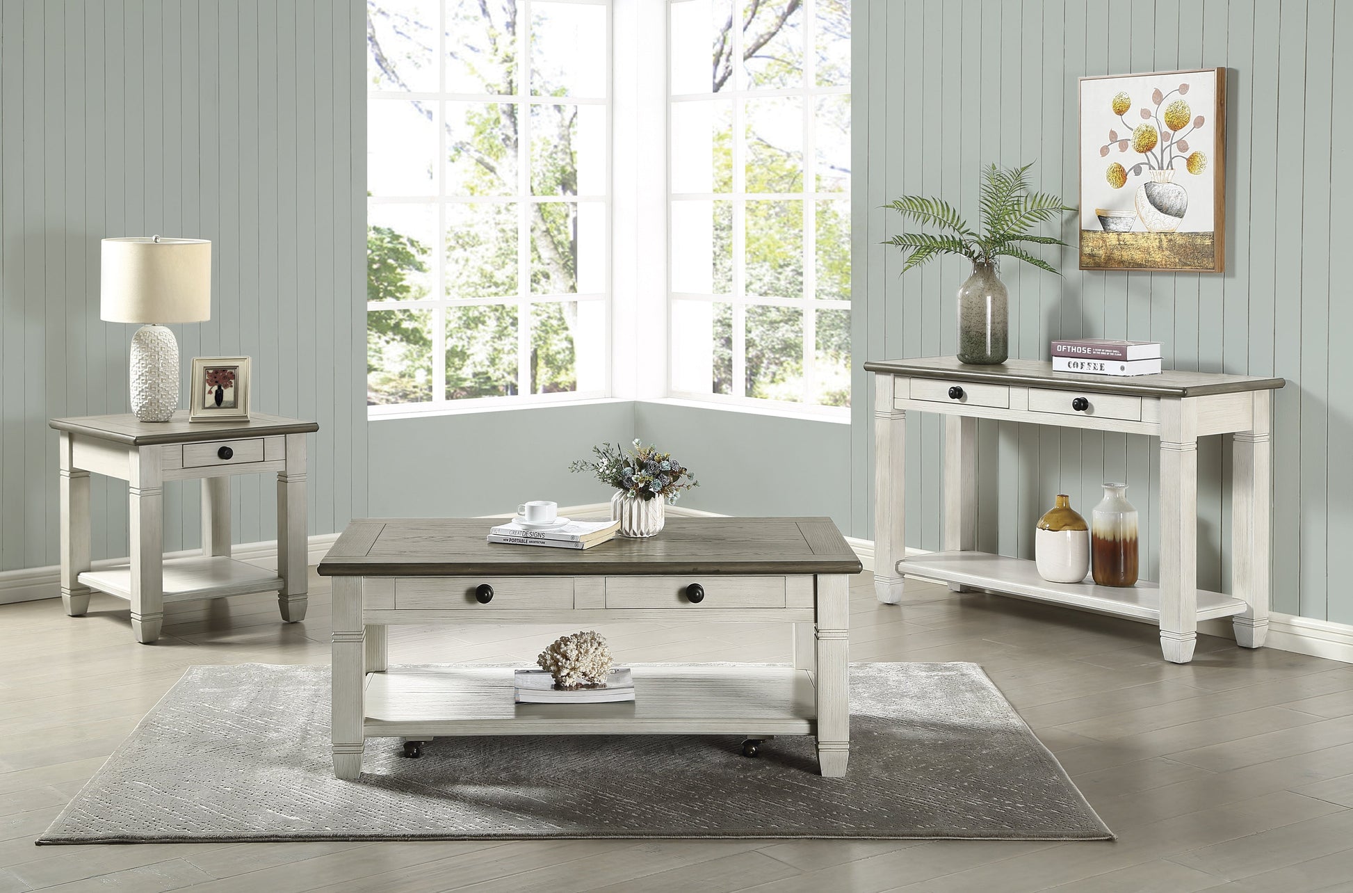 Granby Antique White Sofa Table - 5627NW-05 - Luna Furniture - Dallas Store