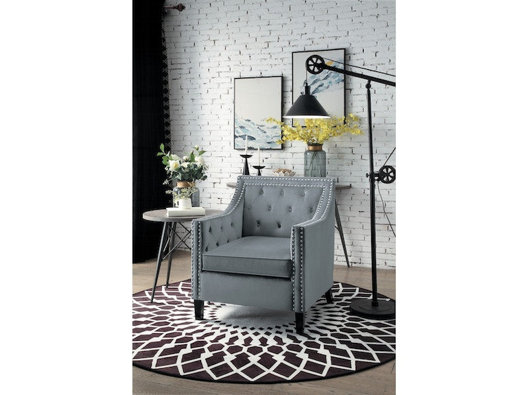 Graziso Gray Velvet Accent Chair - 1297GY-1NN - Luna Furniture - Dallas Store