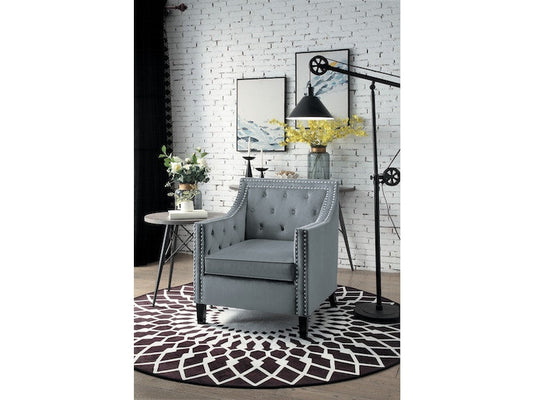 Graziso Gray Velvet Accent Chair - 1297GY-1NN - Luna Furniture - Dallas Store