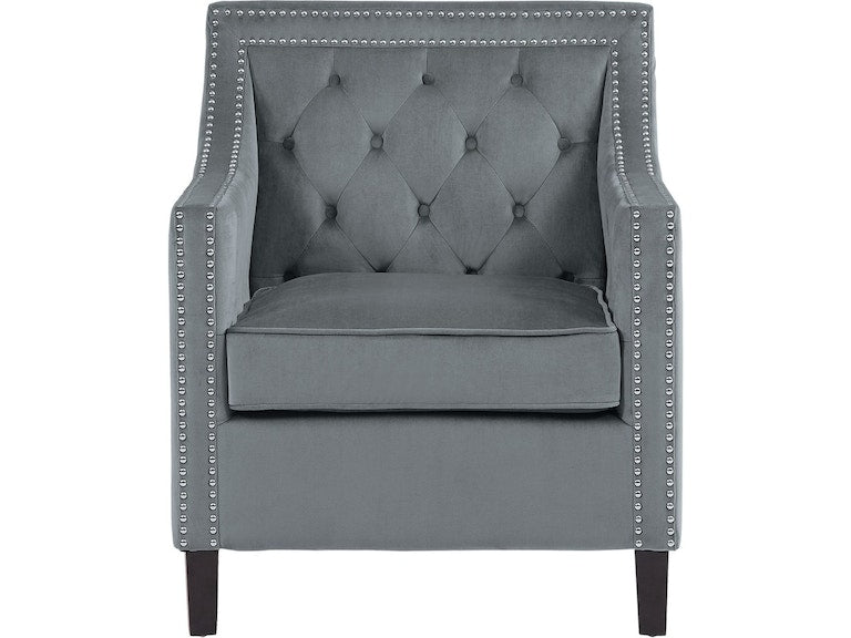 Graziso Gray Velvet Accent Chair - 1297GY-1NN - Luna Furniture - Dallas Store