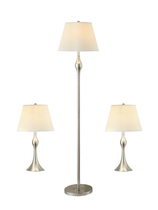 Griffin 3-Piece Slender Lamp Set Brushed Nickel - 901235 - Luna Furniture - Dallas Store