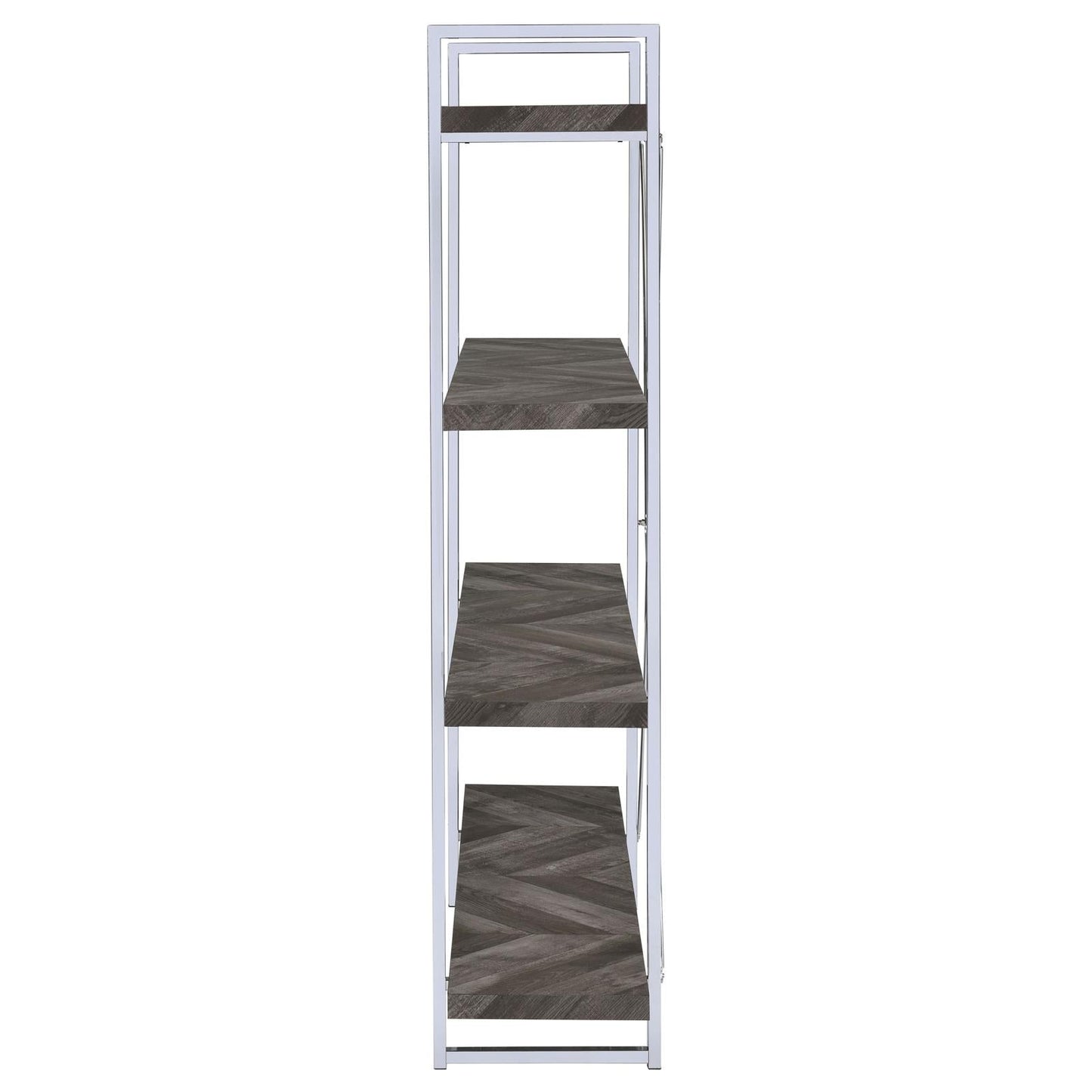Grimma Rustic Gray Herringbone 4-Shelf Bookcase - 802613 - Luna Furniture - Dallas Store