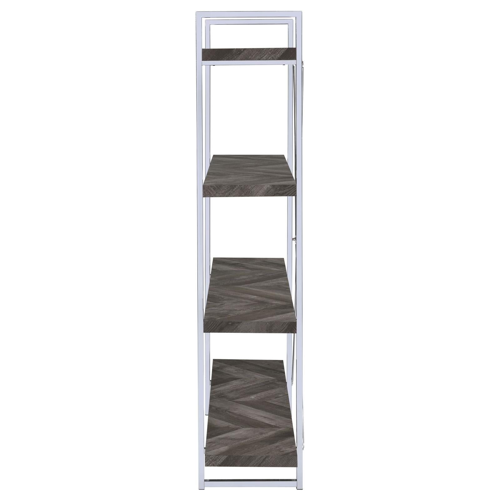 Grimma Rustic Gray Herringbone 4-Shelf Bookcase - 802613 - Luna Furniture - Dallas Store