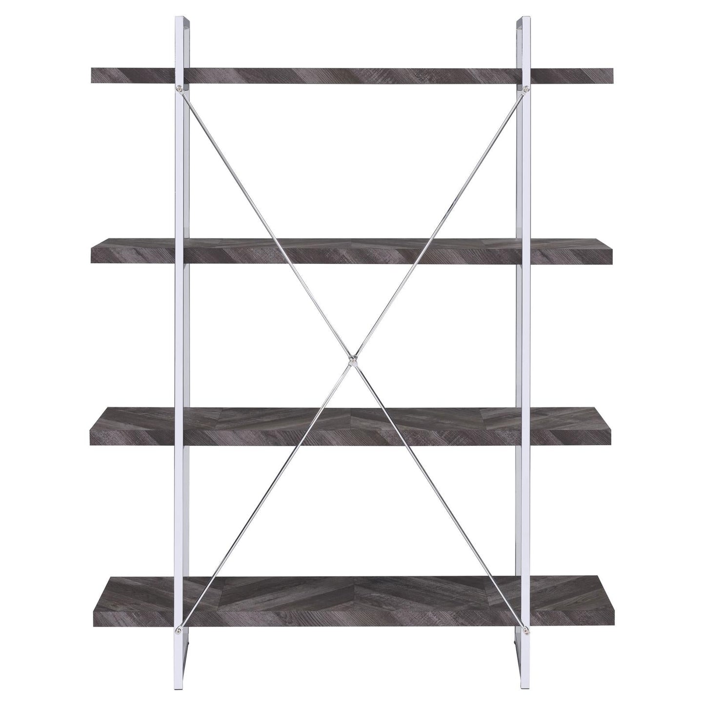 Grimma Rustic Gray Herringbone 4-Shelf Bookcase - 802613 - Luna Furniture - Dallas Store