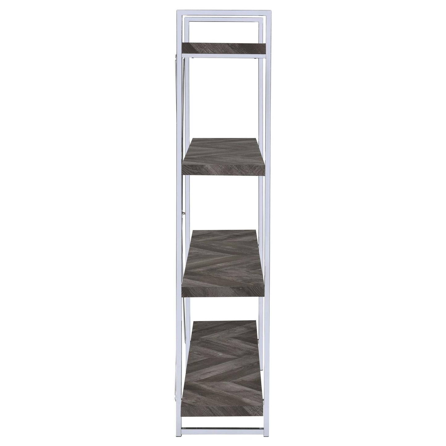 Grimma Rustic Gray Herringbone 4-Shelf Bookcase - 802613 - Luna Furniture - Dallas Store