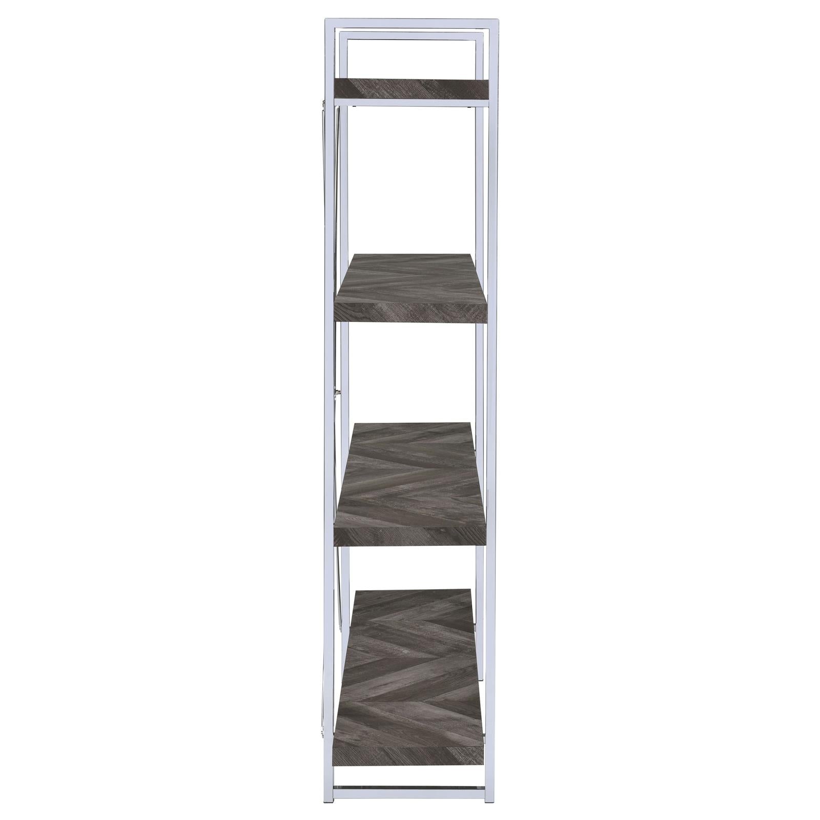 Grimma Rustic Gray Herringbone 4-Shelf Bookcase - 802613 - Luna Furniture - Dallas Store