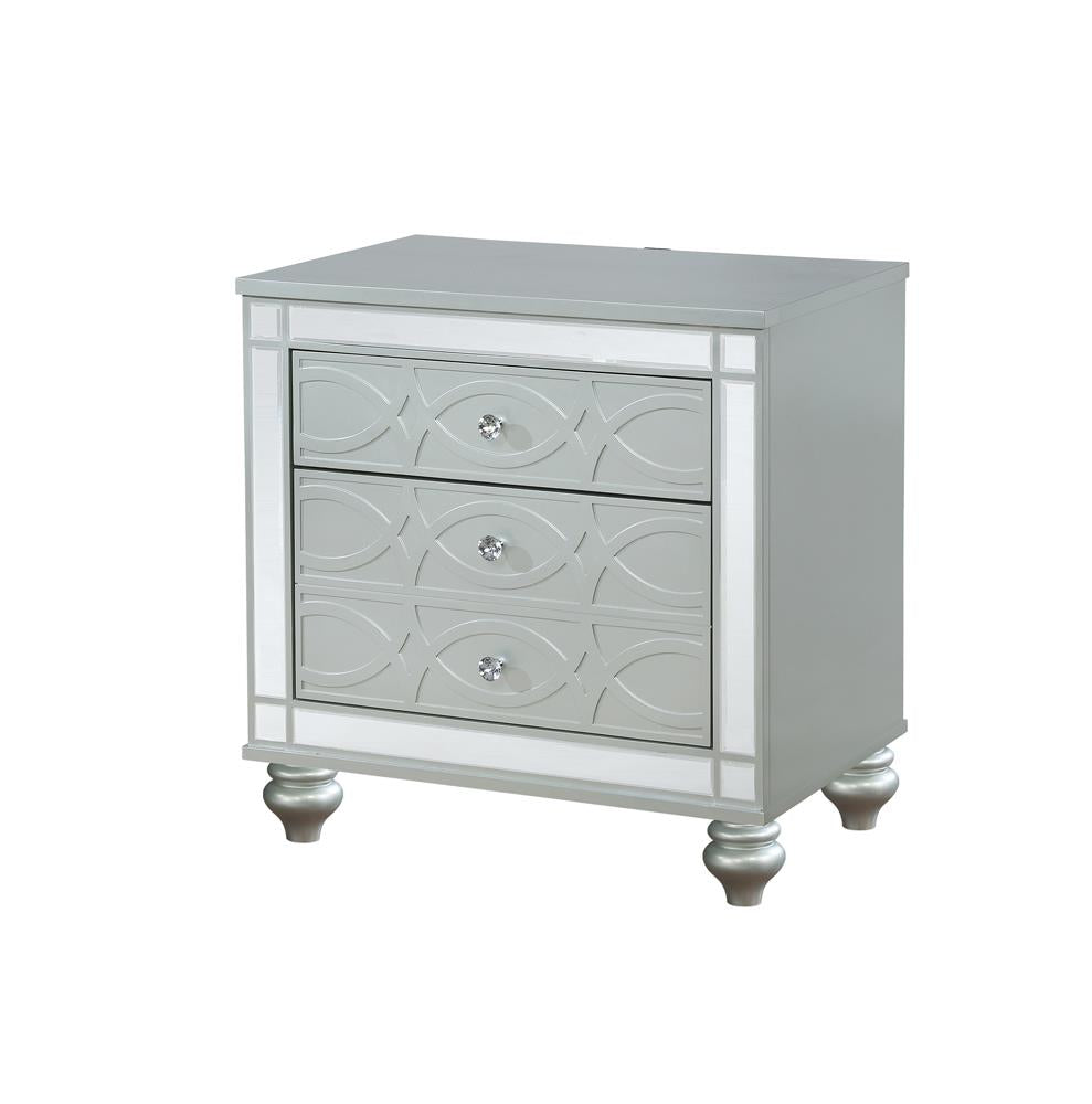 Gunnison 2-Drawer Nightstand Silver Metallic - 223212 - Luna Furniture - Dallas Store