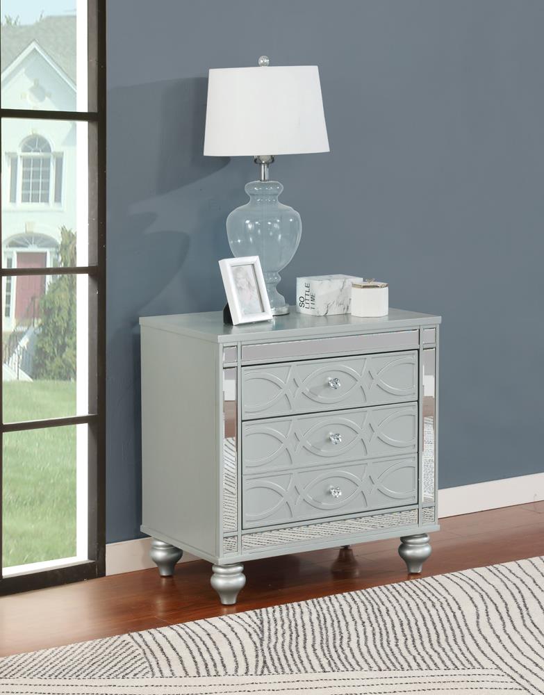 Gunnison 2-Drawer Nightstand Silver Metallic - 223212 - Luna Furniture - Dallas Store