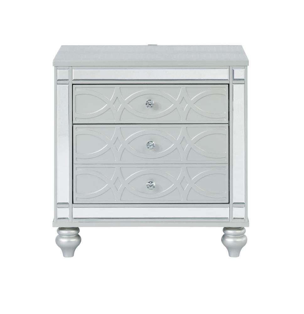 Gunnison 2-Drawer Nightstand Silver Metallic - 223212 - Luna Furniture - Dallas Store